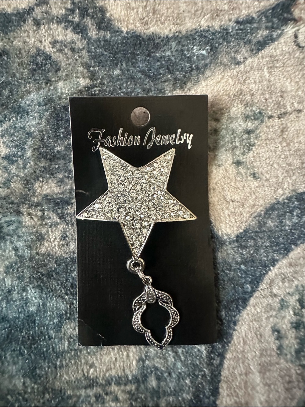 Magnetic Badge Holder Fashion Jewelry Silver Crystal Star Brooch Decorative